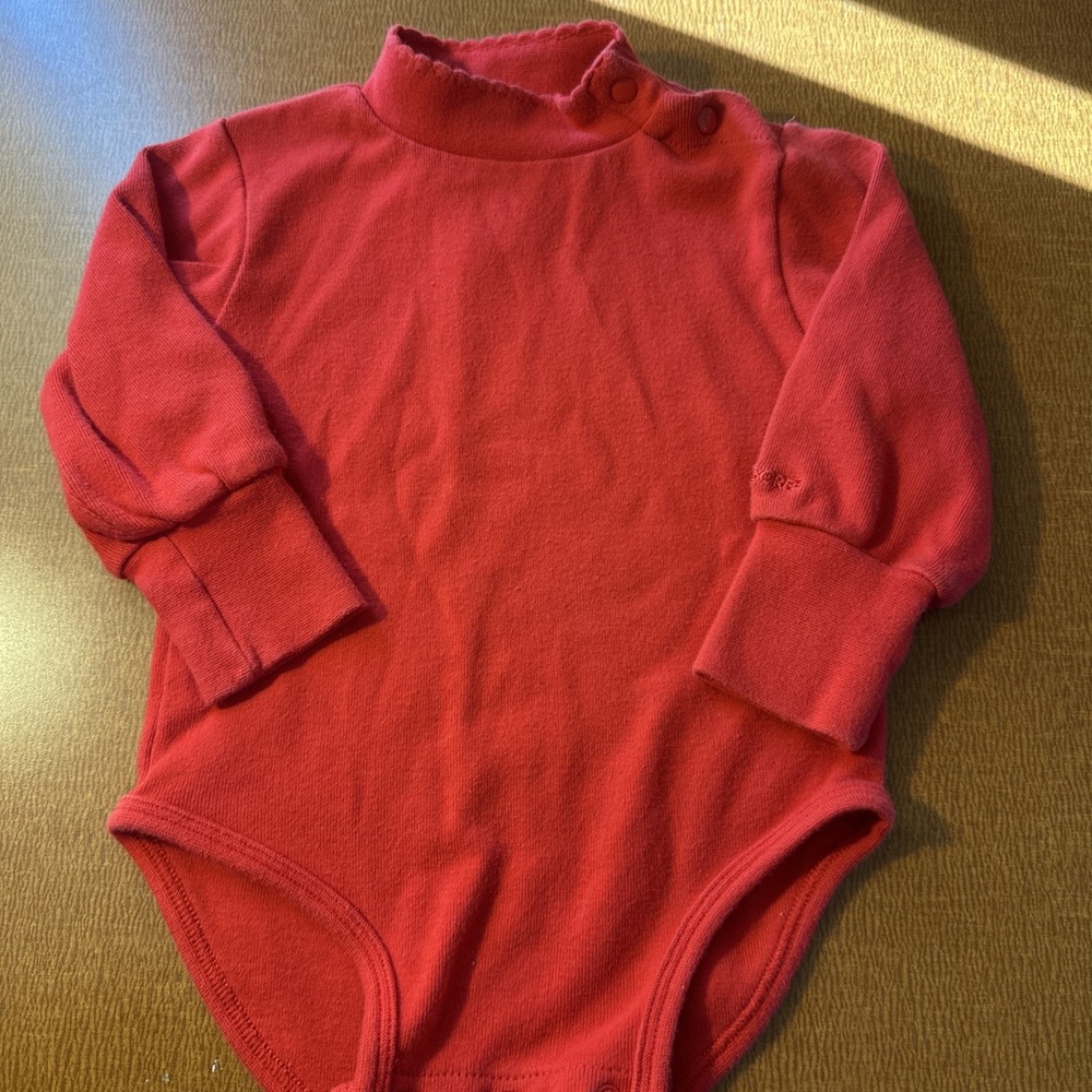 OLD Vintage Gymboree Line plain red infant bodysuit turtleneck classic baby girl